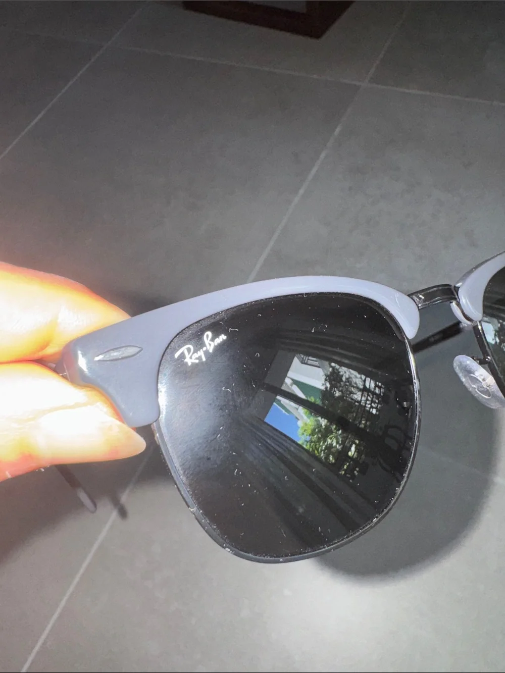 Ray-Ban Clubmaster Sunglasses in Light Gray with Black Lenses
